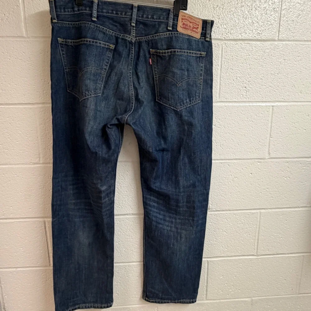 Levi's Mens 505 Regular Fit Straight Jeans 38x30 Faded Whiskering Blue Denim